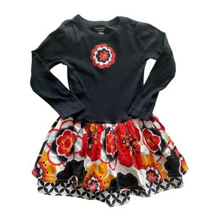 CUSTOM MADE EUC DRESS BLACK WHITE ORANGE HOLIDAY CASUAL WINTER FALL SIZE XS